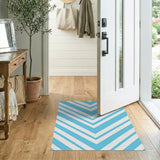 Blue and Teal Modern Blue Chevron Zigzag Area Rug