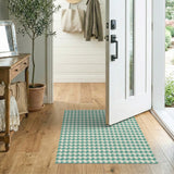 Green Green Houndstooth Geometric Area Rug