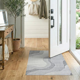 Abstract Area Grey Wavy Grey Abstract Area Rug