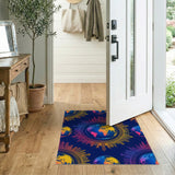 Neon Globe Cityscape Area Rug