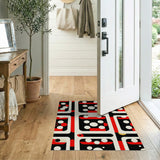 Red Bold Red Black Geometric Modern Area Rug