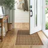 Rustic Brown Tan Plaid Rustic Farmhouse Area Rug