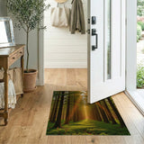 Sunlit Forest Pathway Area Rug