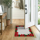 Red Poinsettia Gold Frame Border Rug