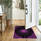 Pink Sunburst Ornate Border Area Rug