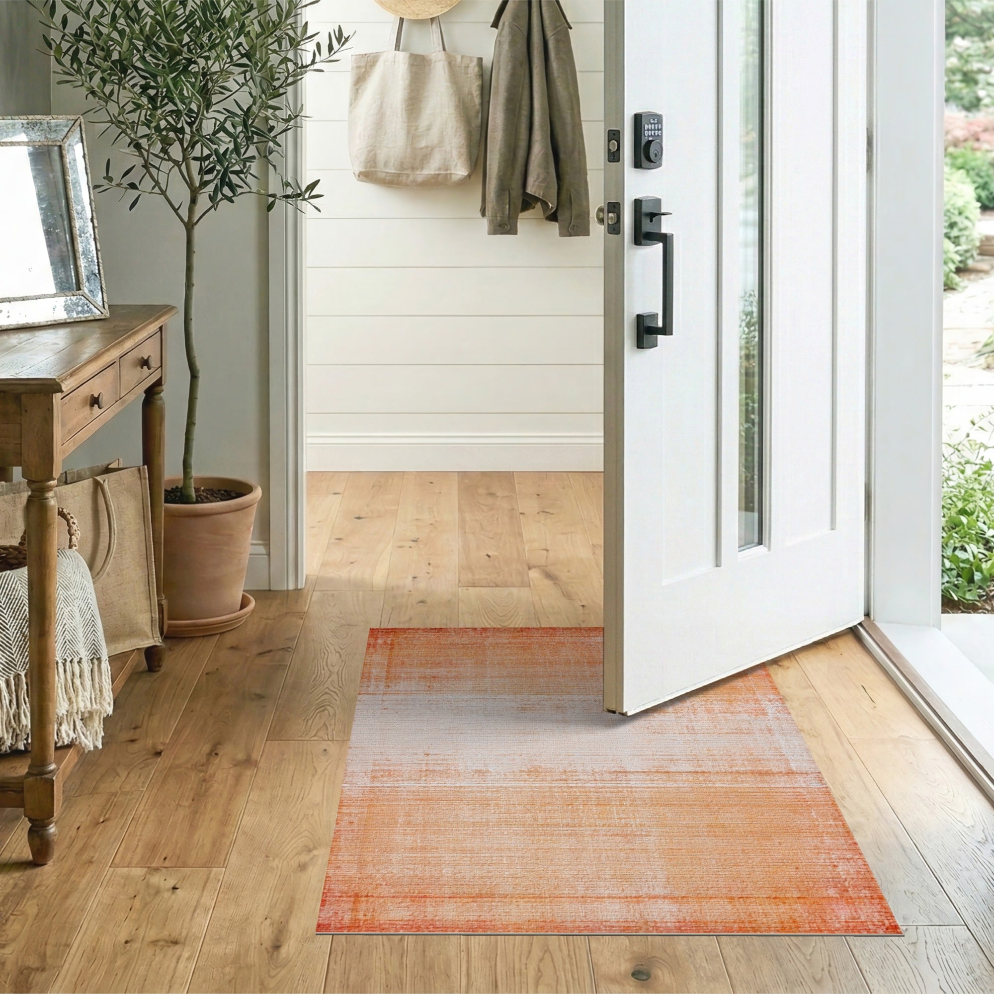 Distressed Orange Vintage Area Rug