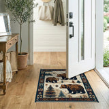 Grizzly Bears Snowy Forest Heritage Tribal Rug