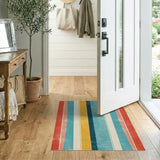 Retro Distressed Multi-Color Stripe Area Rug
