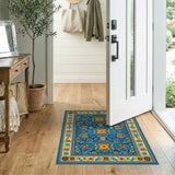 Vibrant Blue Persian Floral Area Rug