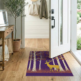 Golden Deer in Purple Birch Forest Rug