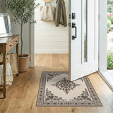 Beige and Neutral Ornate Floral Vintage Beige Area Rug