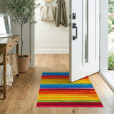 Multi-color and Patterns Vibrant Rainbow Horizontal Stripe Area Rug