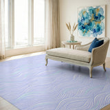 Blue and Teal Blue Wave Washable Area Rug