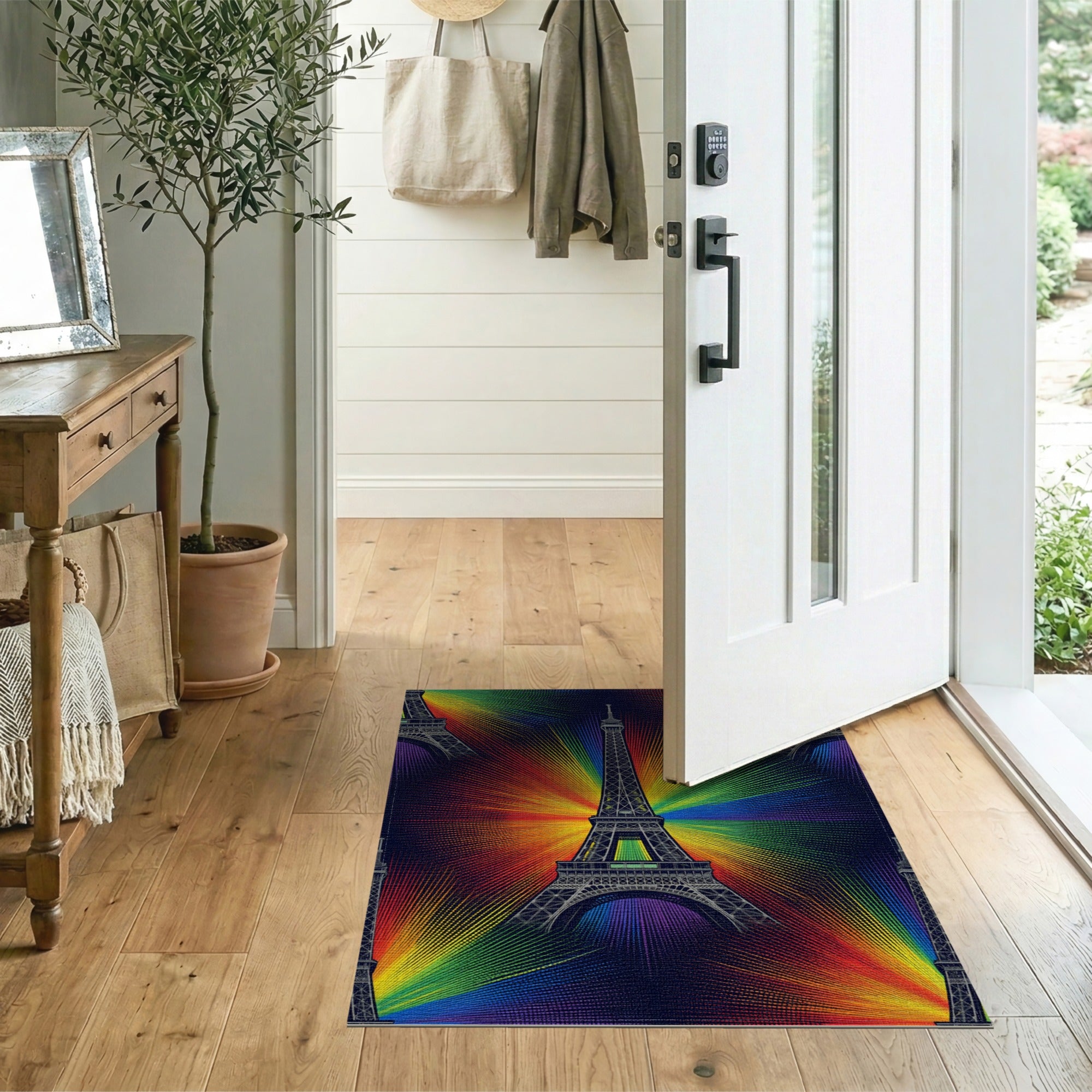 Eiffel Tower Rainbow Burst Area Rug