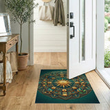 Golden Prosperity Mandala Area Rug