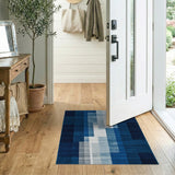 Modern Blue Tonal Geometric Area Rug