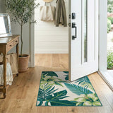 Green Monstera Leaf Lily Coastal Area Rug