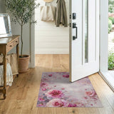 Blush Pink Roses Floral Vintage Pink Area Rug