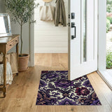 Purple Purple Peony Ornate Floral Area Rug