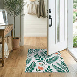 Lush Green Foliage Orange Pink Flower Area Rug