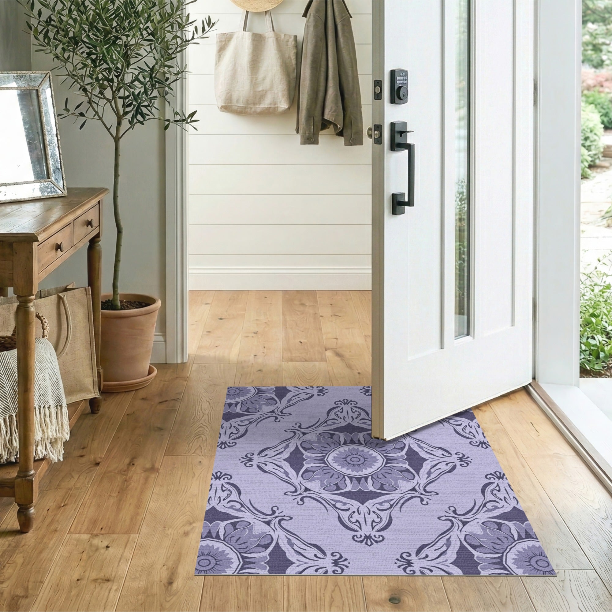 Floral Vintage Purple Ornate Floral Mandala Area Rug