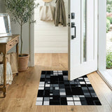 Black and White Grid Modern Black White Geometric Grid Area Rug