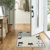 Whimsical Black Cats 'C' Kids Cartoon Rug