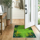 Emerald Green Dripping Yellow Floral Area Rug