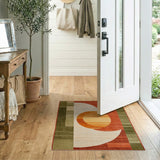 Abstract Sun and Crescent Geometric Area Rug