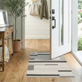Modern Grey Geometric Block Geometric Modern Area Rug