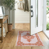 Ornate Red Scroll Border Medallion Rug