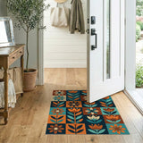 ODIKA Mid-Century Modern Retro Floral Washable Area Rug, Low Pile Non-Slip Pet & Kid Friendly Home Decor