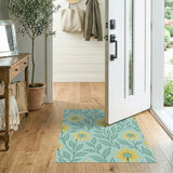 Sunny Yellow Sunflower Teal Area Rug