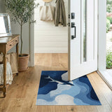 Shark Ocean Waves Blue Area Rug