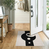 Black White Geometric Abstract Area Rug
