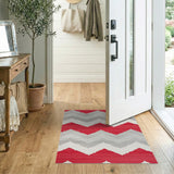 Red Gray Chevron Zigzag Area Rug