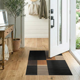 Black White Geometric Patchwork Black and White Area Rug