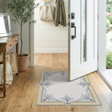 Ornate Gold Border Floral Line Art Rug