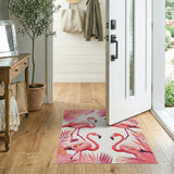 Pink Flamingo Palm Leaf Pink Area Rug