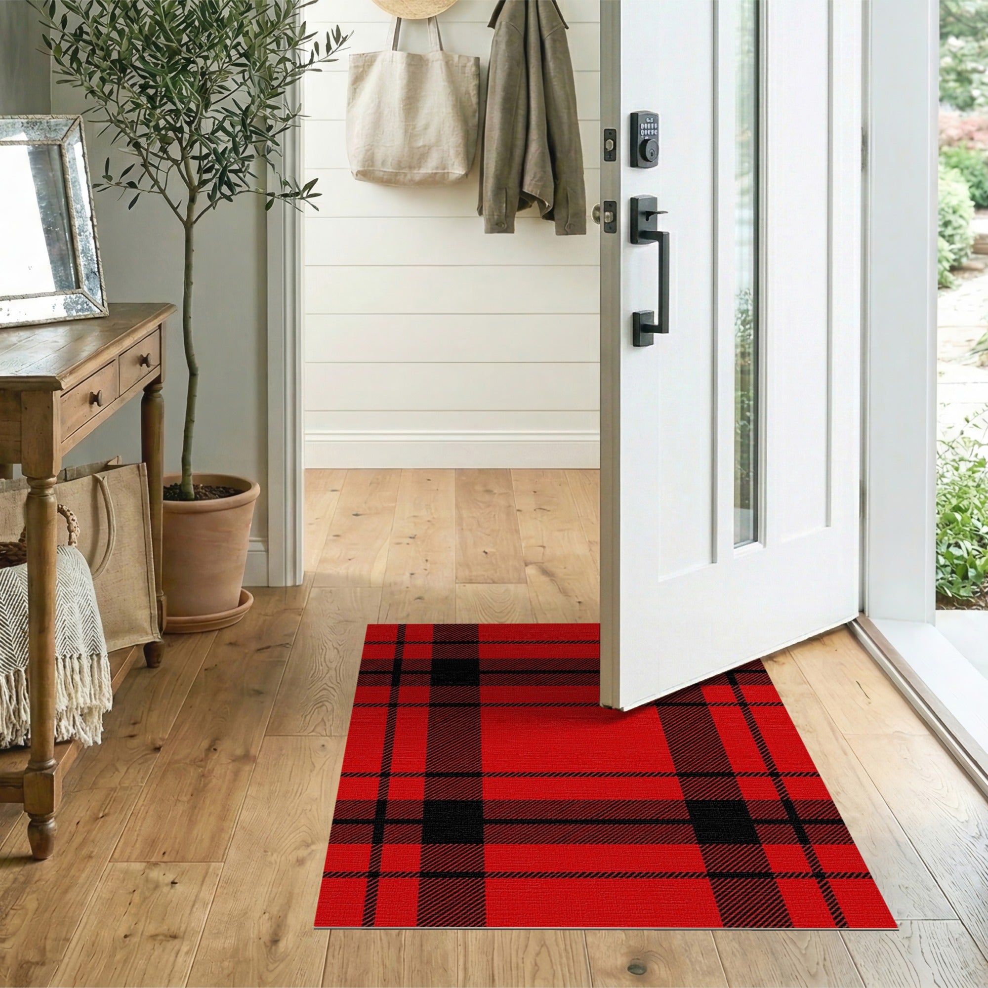 Rustic Farmhouse Bold Black Buffalo Bold Red Black Buffalo Plaid Area Rug