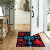 Red Cardinal Birds Snowflakes Area Rug