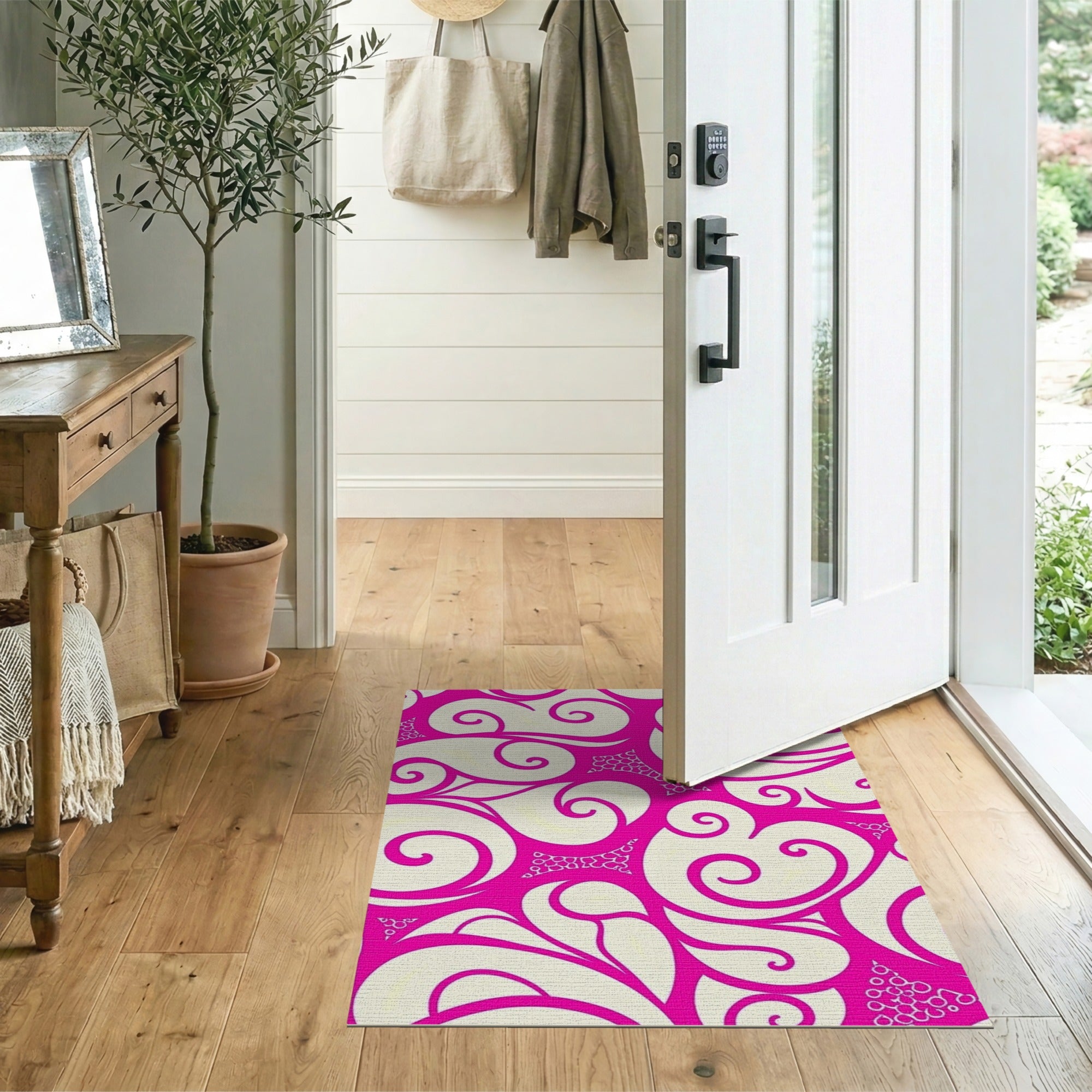 Abstract Area Pink Pink Swirling Abstract Area Rug