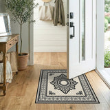 Ornate Black White Persian Medallion No. 25 Rug