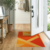Orange Vibrant Orange Geometric Triangle Area Rug