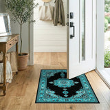 Teal Persian Medallion Rug on Black