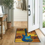 Blue Electric Guitar Music Notes Area Rug