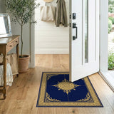 Opulent Navy Blue Gold Medallion Area Rug