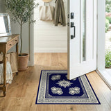 Ornate Navy Blue Persian Medallion Rug