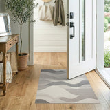 Cascading Grey Waves Abstract Area Rug