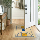 Geometric Basketball Court Line Art Rug